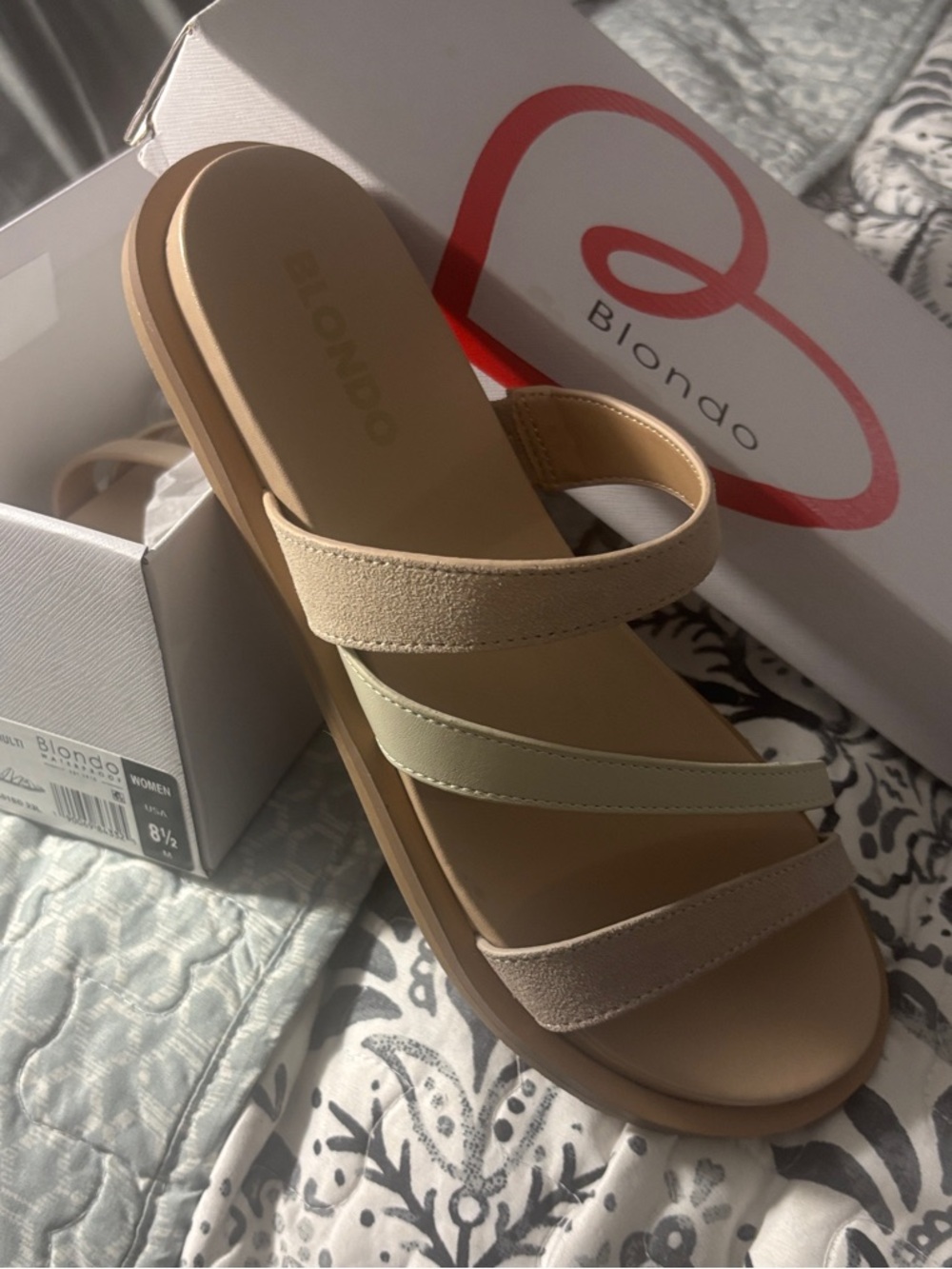 Blondo Women's Triple-Strap Slide Sandal - Beige & Olive